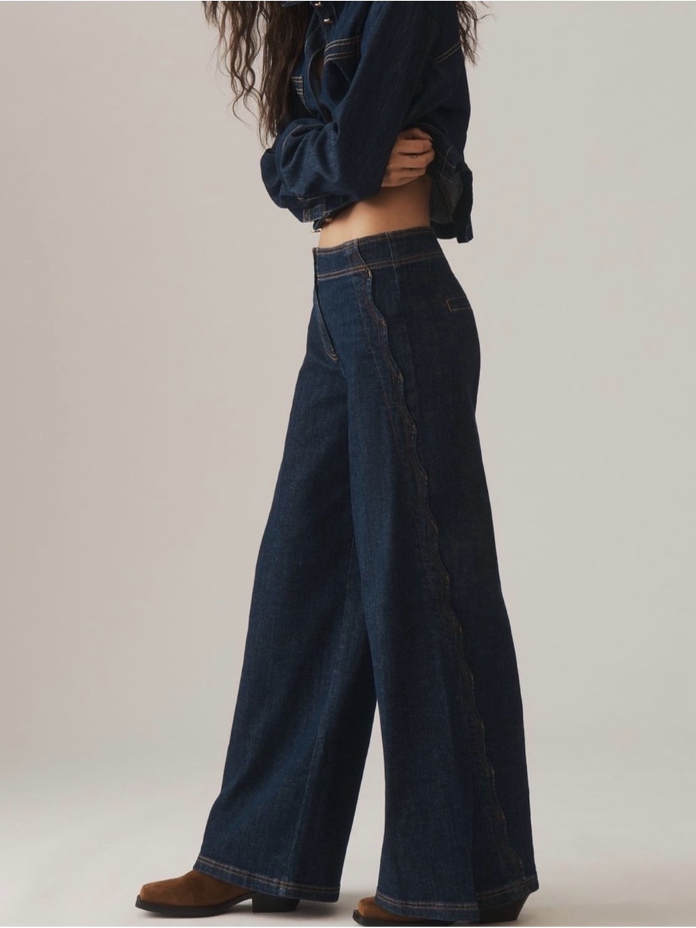Maeve | Anthropologie | Scalloped Edge High Rise Wide-Leg Jeans | Sz 29